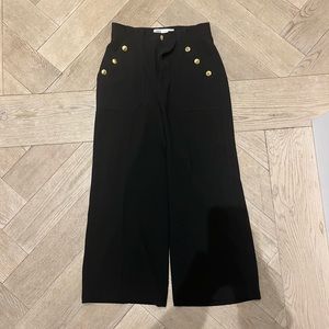 BLACK WIDE LEG TROUSERS w/ gold buttons | Zara | Size Small